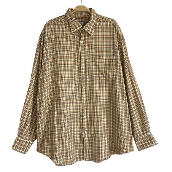 Peter Millar Plaid Shirt Men XL Harvest Orange Cotton Button Up Long Sleeve FALL - Picture 2 of 9